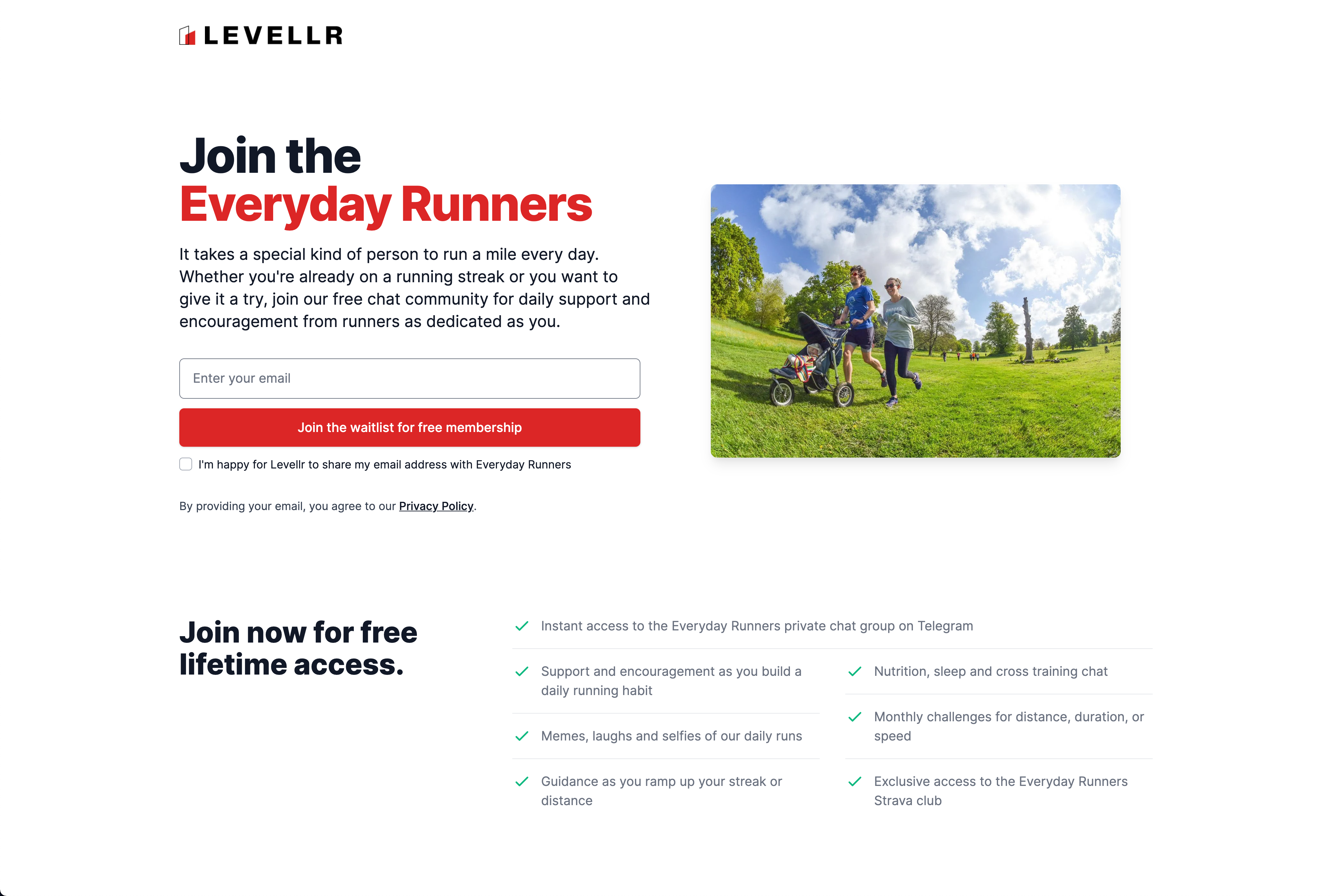 Levellr make it easy for you to convert members into the community with a free to use registration page