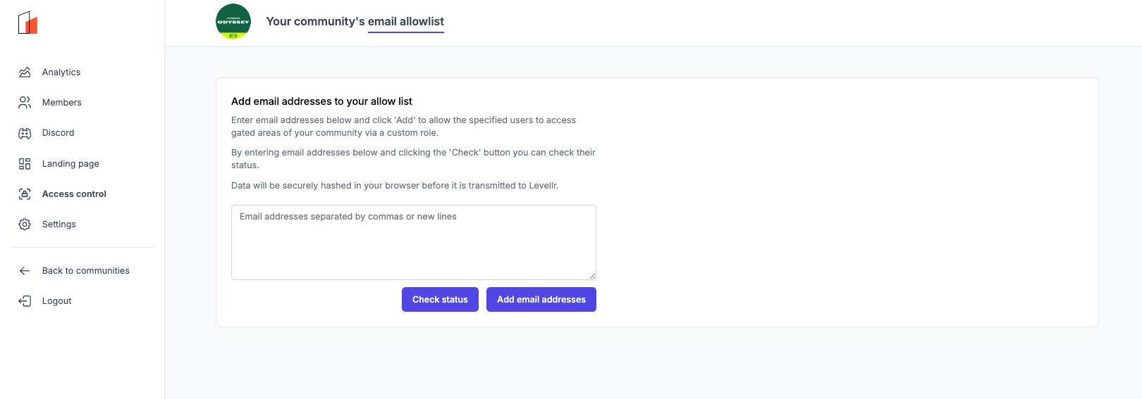 Levellr email allowlist access control for Starbucks Discord