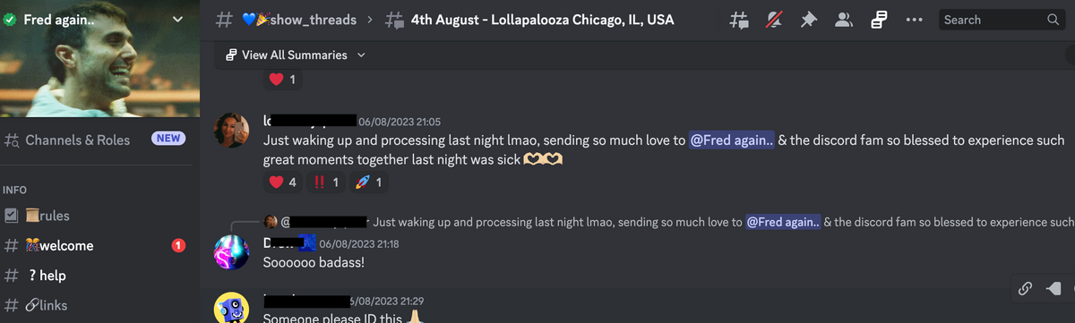 Fred again.. fans making plans and connecting ahead of live shows