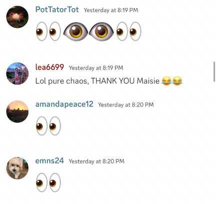 Maisie Peters superfans messaging in Discord during album launch